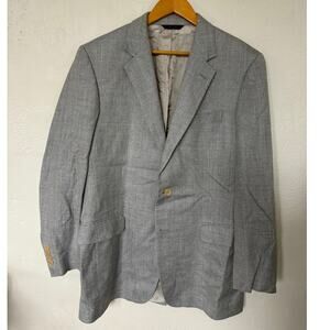 Brooks Brothers Jacket Silk and Linen Blazer 42L Blue Chambray Gray